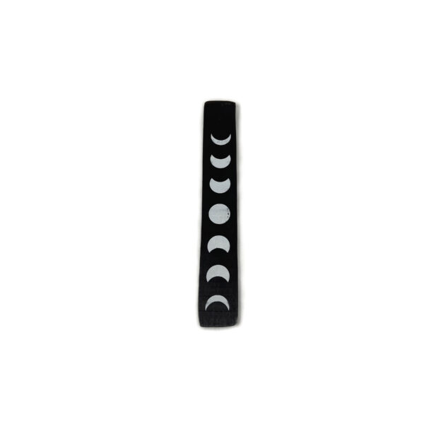 Shreyshti Wooden Incense holder / Ash catcher Phases of Moon Black (Pack of 12) approx. 10" for incense sticks, cones etc.